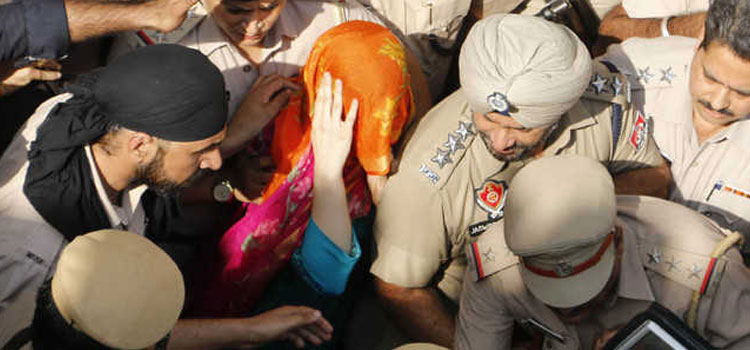 Panchkula today brought Honeypreet, the adopted daughter of Dera Sacha Sauda