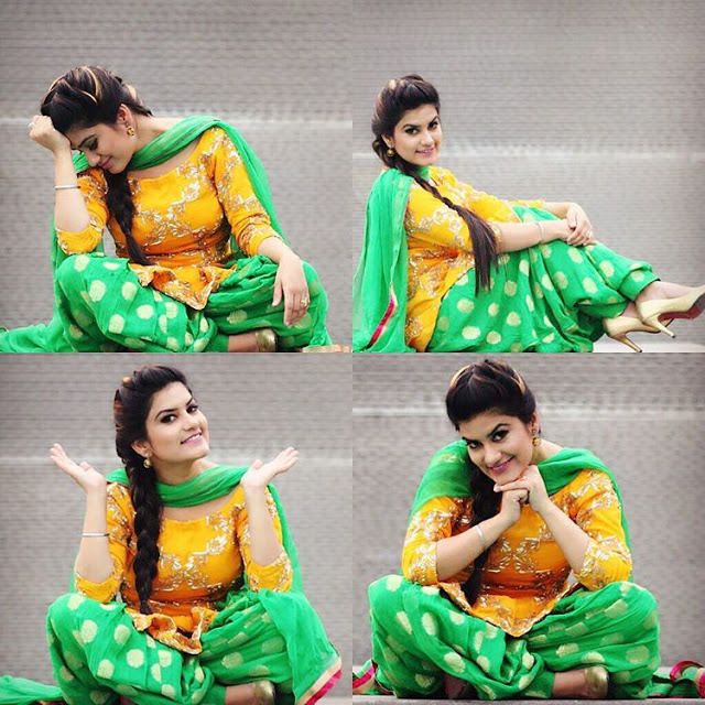 Beautiful Kaur B HD Wallpaper in Punjai Suit Green Yellow  (3) -  Tricity Chandigarh